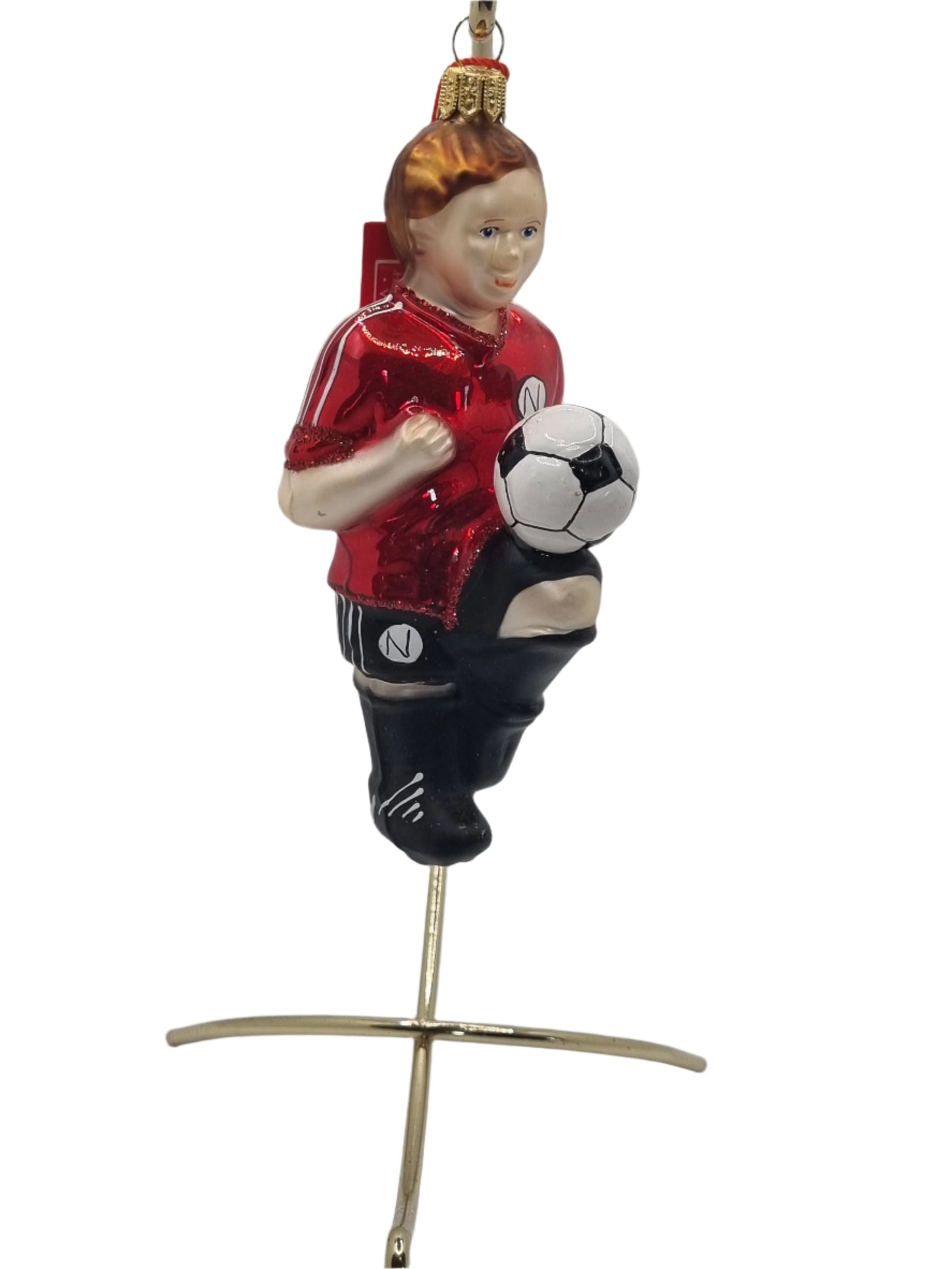 European Glass Christmas ornament of a Football/Soccer Player (V)