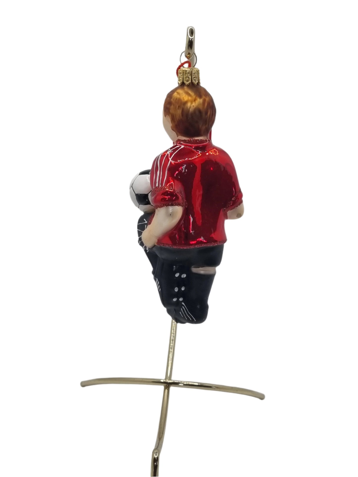 European Glass Christmas ornament of a Football/Soccer Player (V)