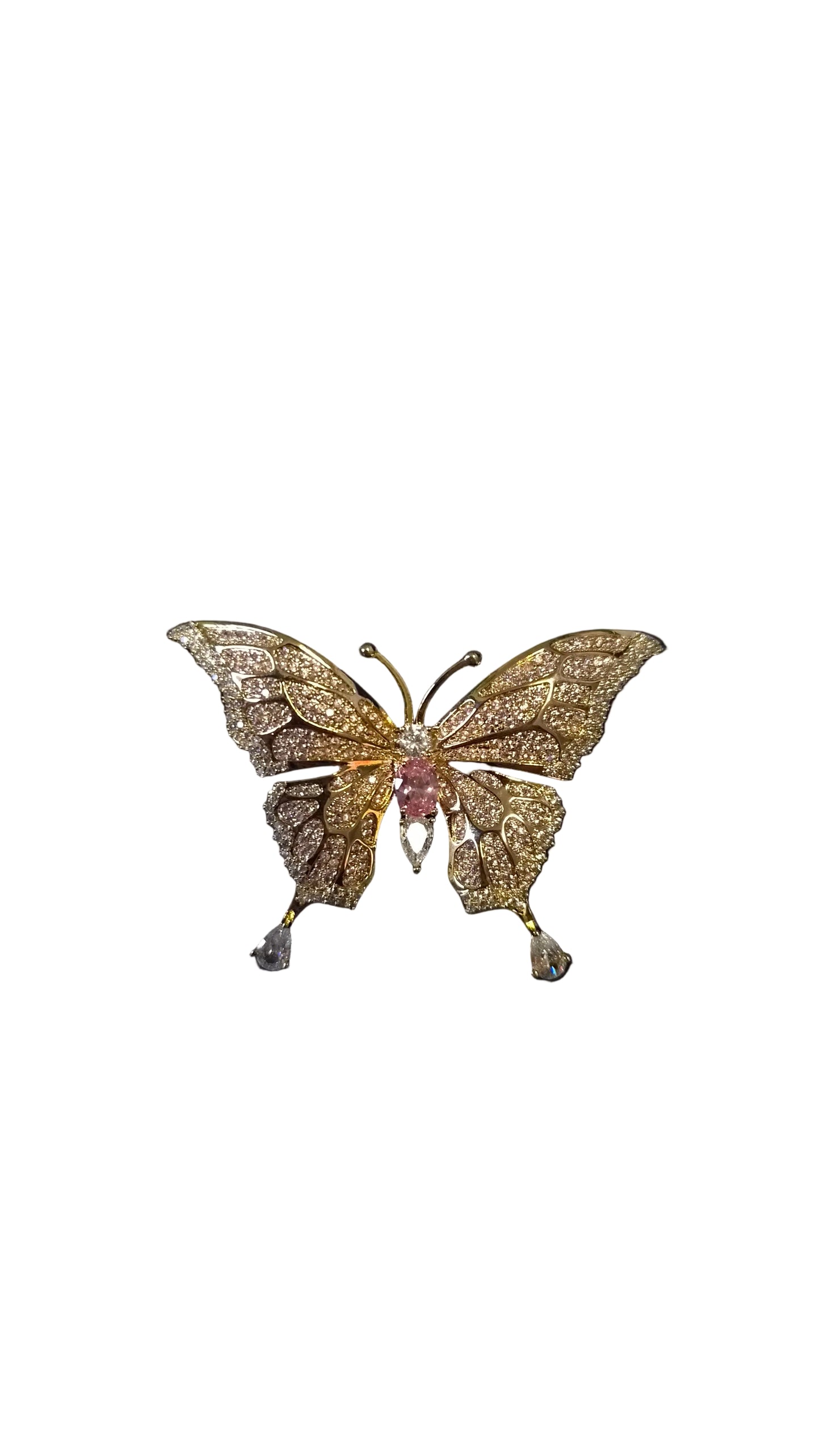 Handmade European crystal brooch of a butterfly
