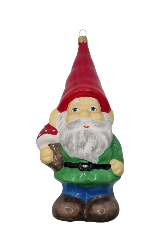 European Glass Christmas ornament of a Gnome (W)