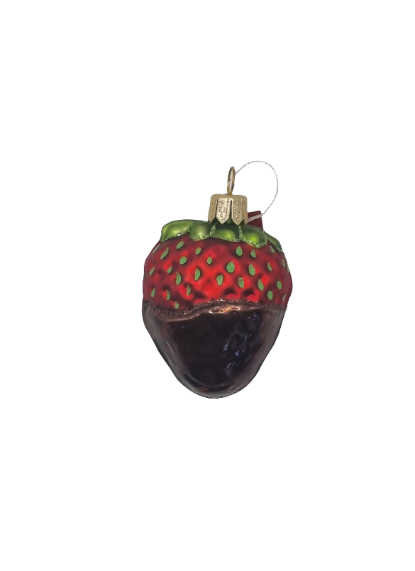 European Glass Christmas ornament of a Chocolate Dipped Strawberry (I)
