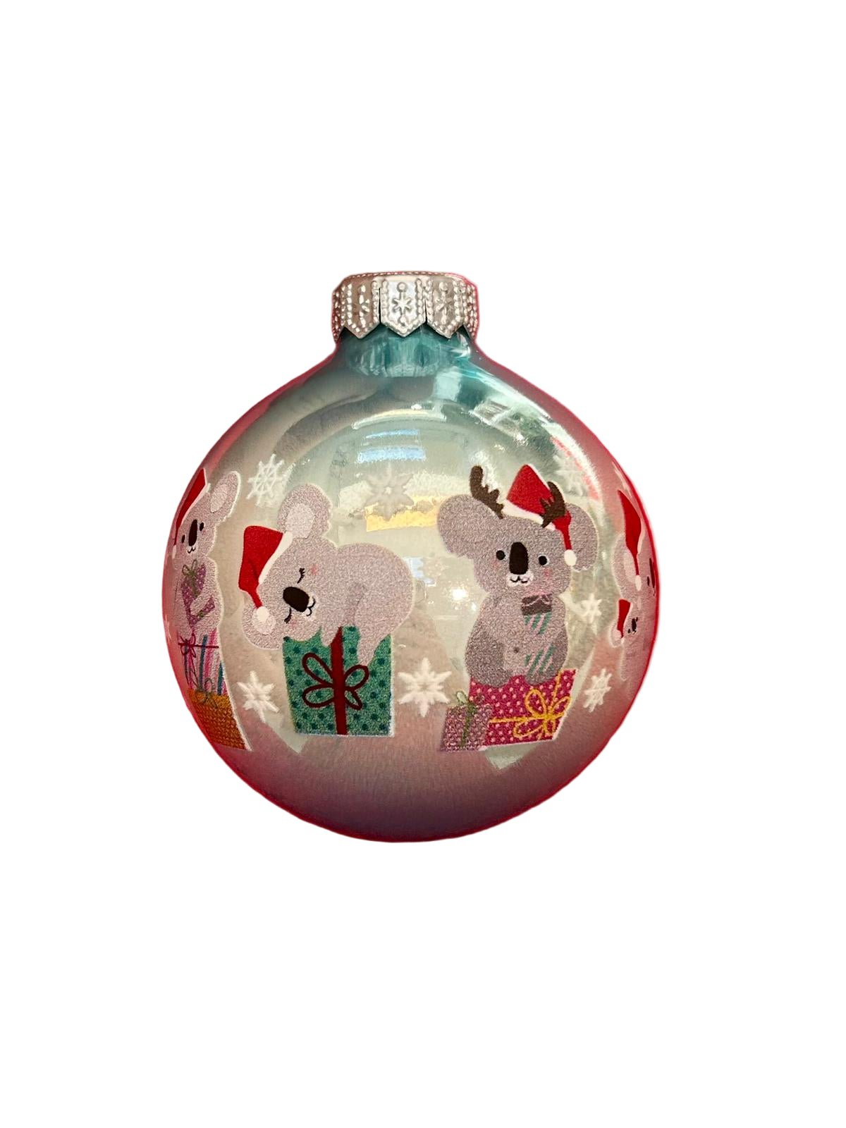 Decorative Christmas ornament with cartoon koalas