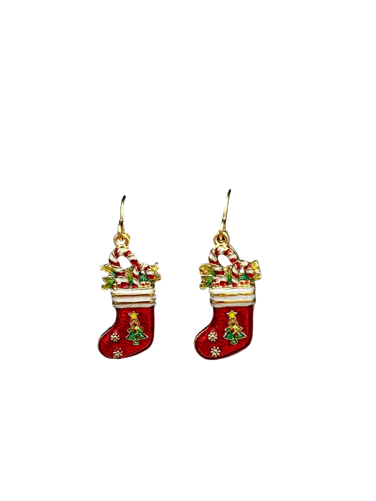 Christmas stocking earrings in a box