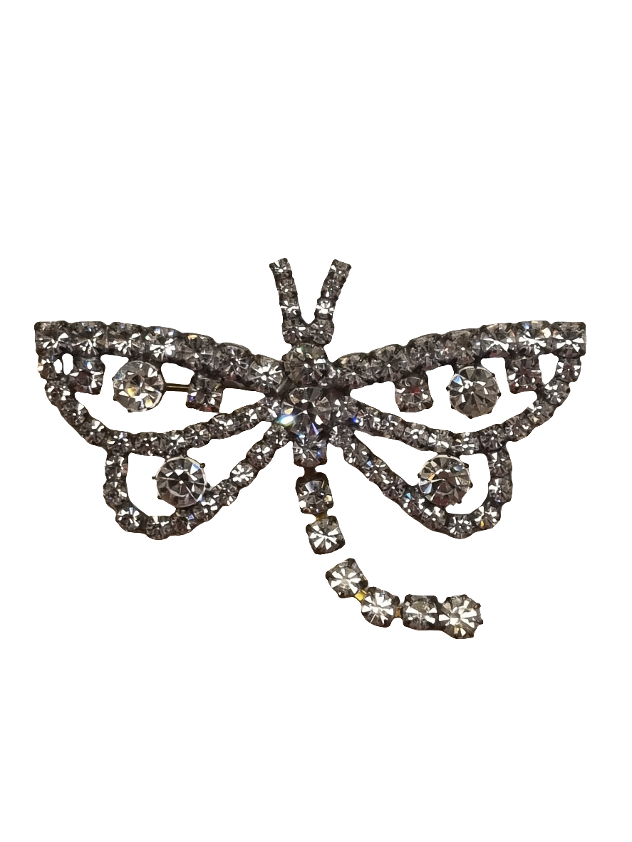 European Glass Christmas ornament of a Crystal Dragonfly with Moving Tail | Brooch V