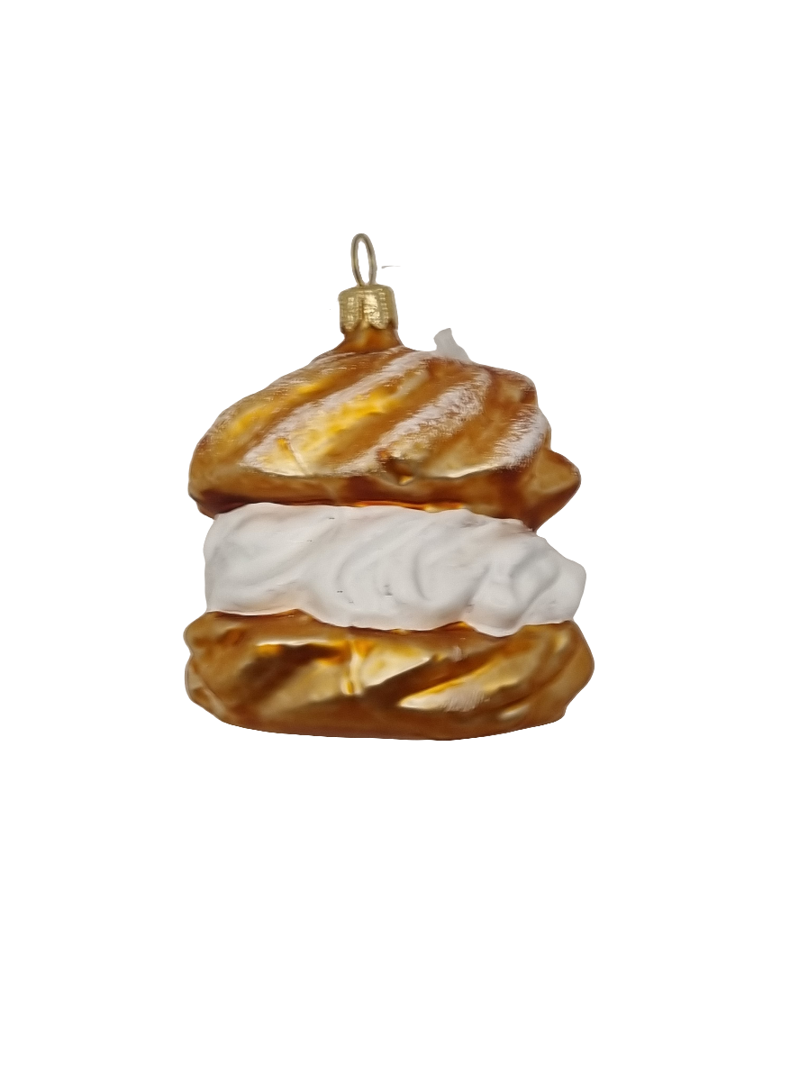 European Glass Christmas ornament of a Profiterole with Cream (O)
