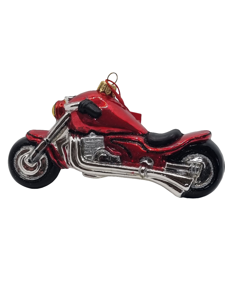 European Glass Christmas ornament of a Motorbike (V)