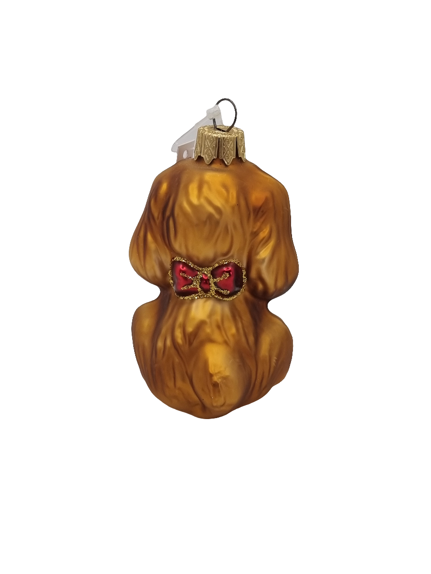 European Glass Christmas ornament of a Dog Golden Retriever Puppy with Collar (G)