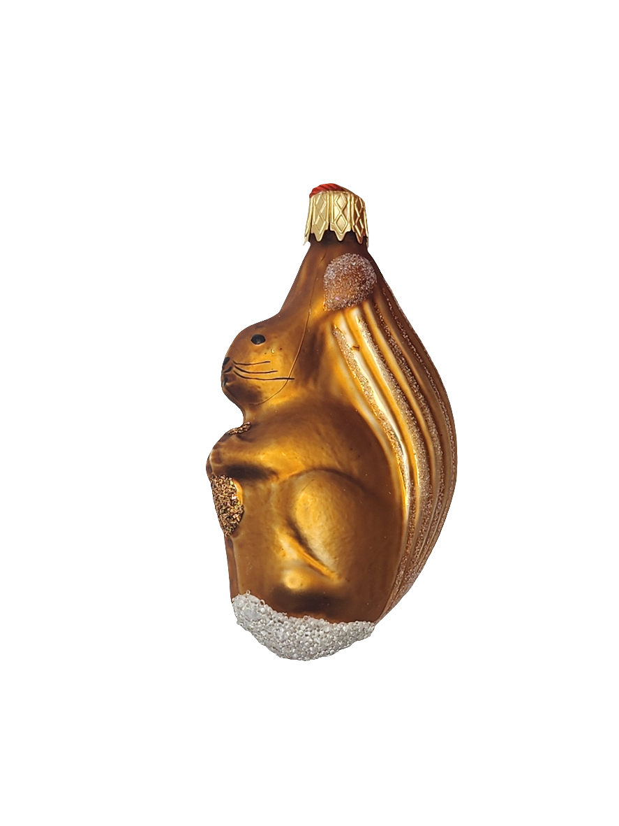 European Glass Christmas ornament of a Squirrel Sparkly Tail (G)