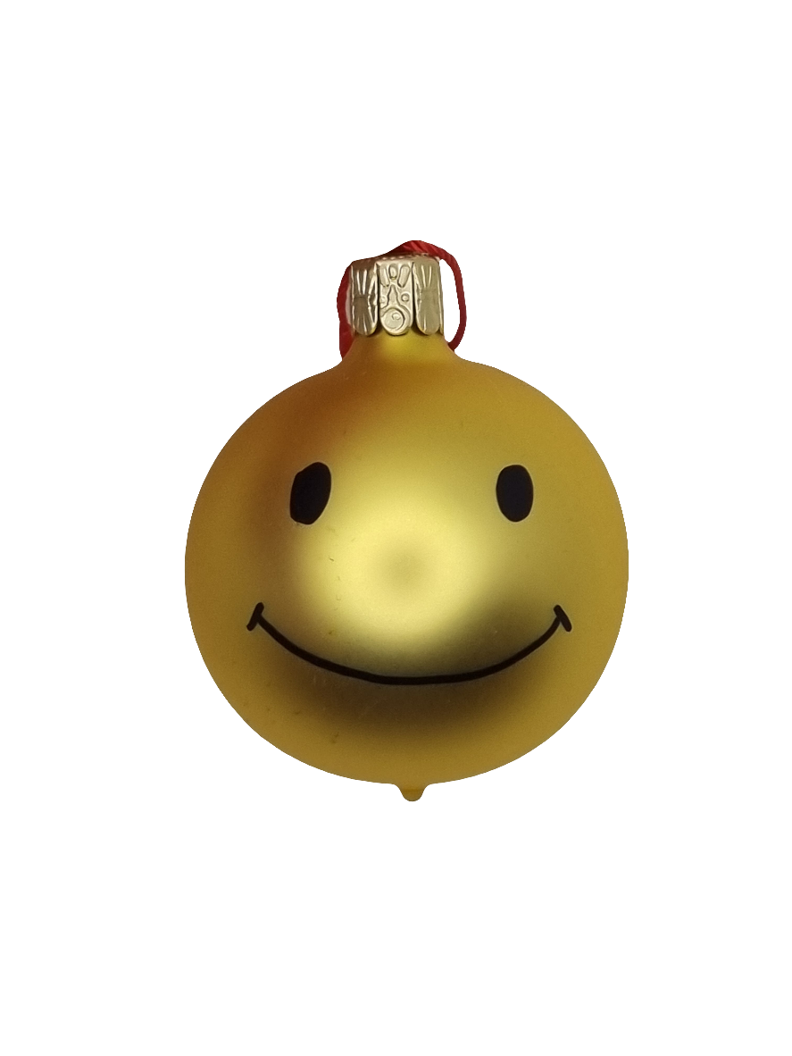 European Glass Christmas ornament of a Bauble | Yellow Happy Face (C)