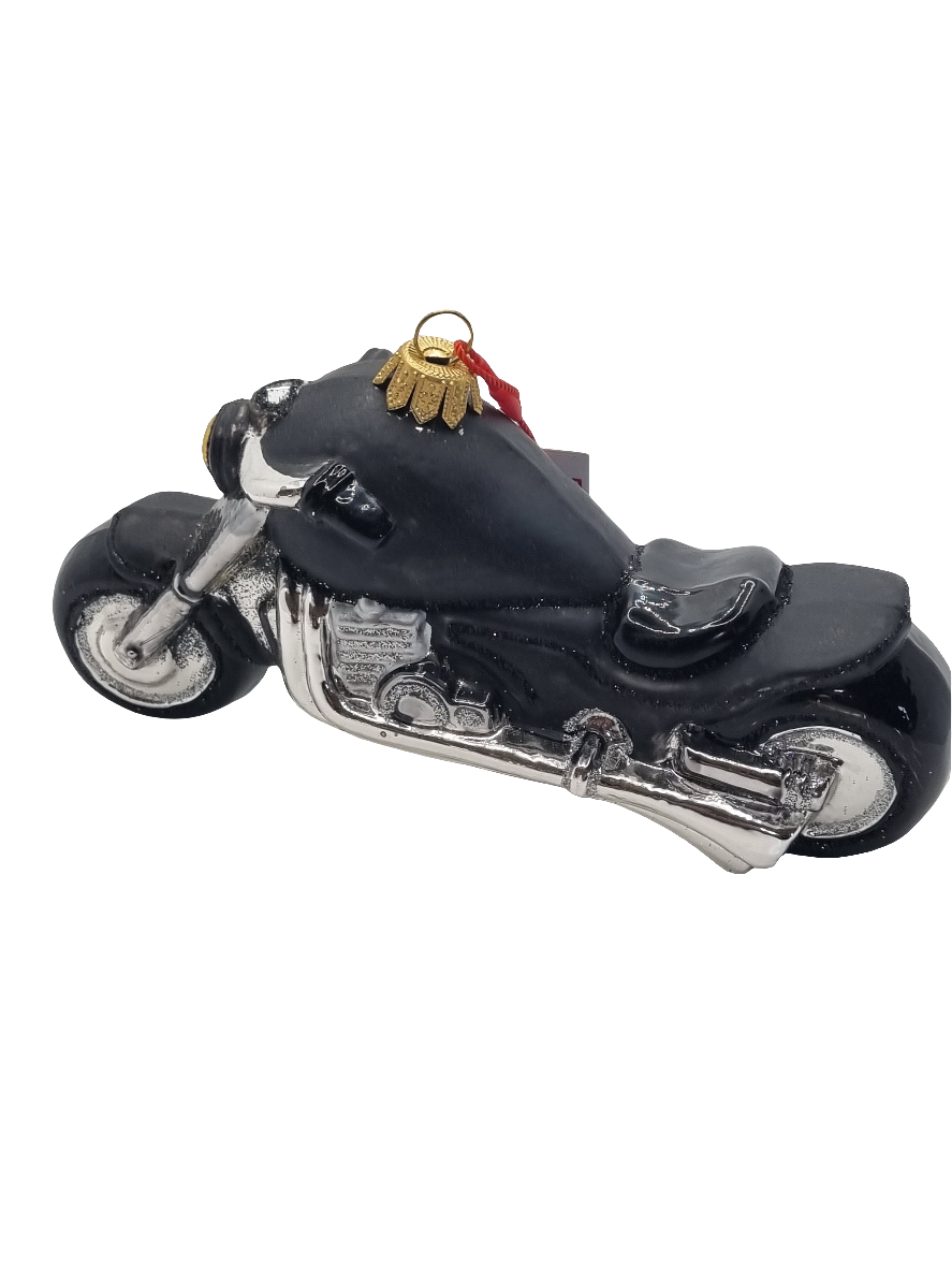 European Glass Christmas ornament of a Motorbike (V)