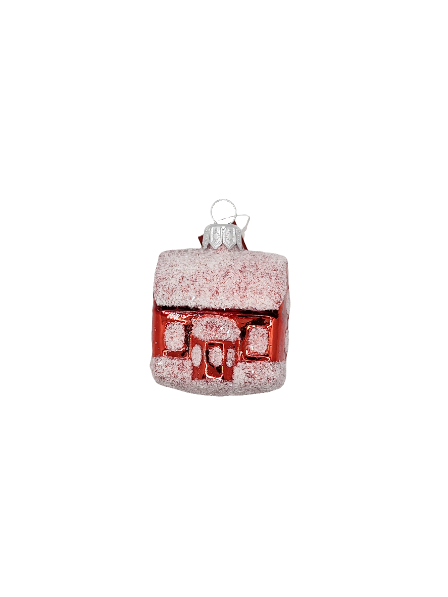 European Glass Christmas ornament of a House | Snowy Roof Assorted Colours (H)