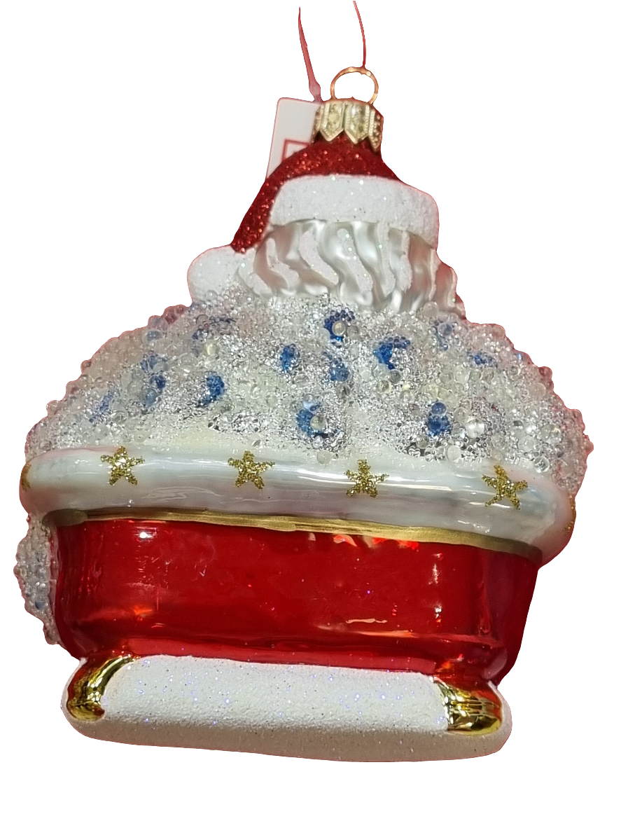 European Glass Christmas ornament of a Santa in Bath (V)