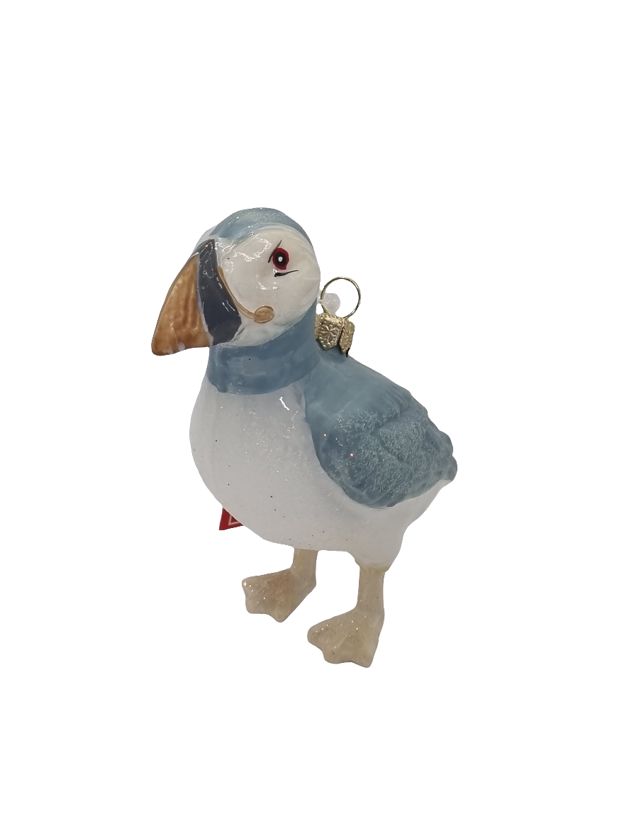 European Glass Christmas ornament of a Bird | Puffin (V)