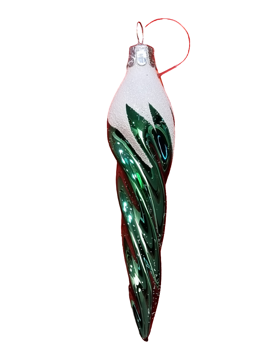 European Glass Christmas ornament of a Icicle | Colourful Frosted (E)