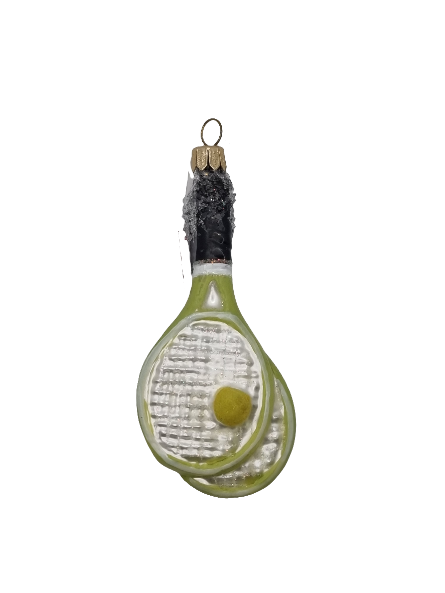 European Glass Christmas ornament of a Tennis racquet double (S)