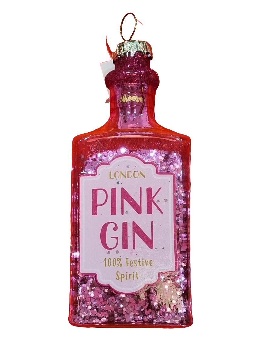 European Glass Christmas ornament of a Gin Bottle | Let Christmas Be-Gin (I)