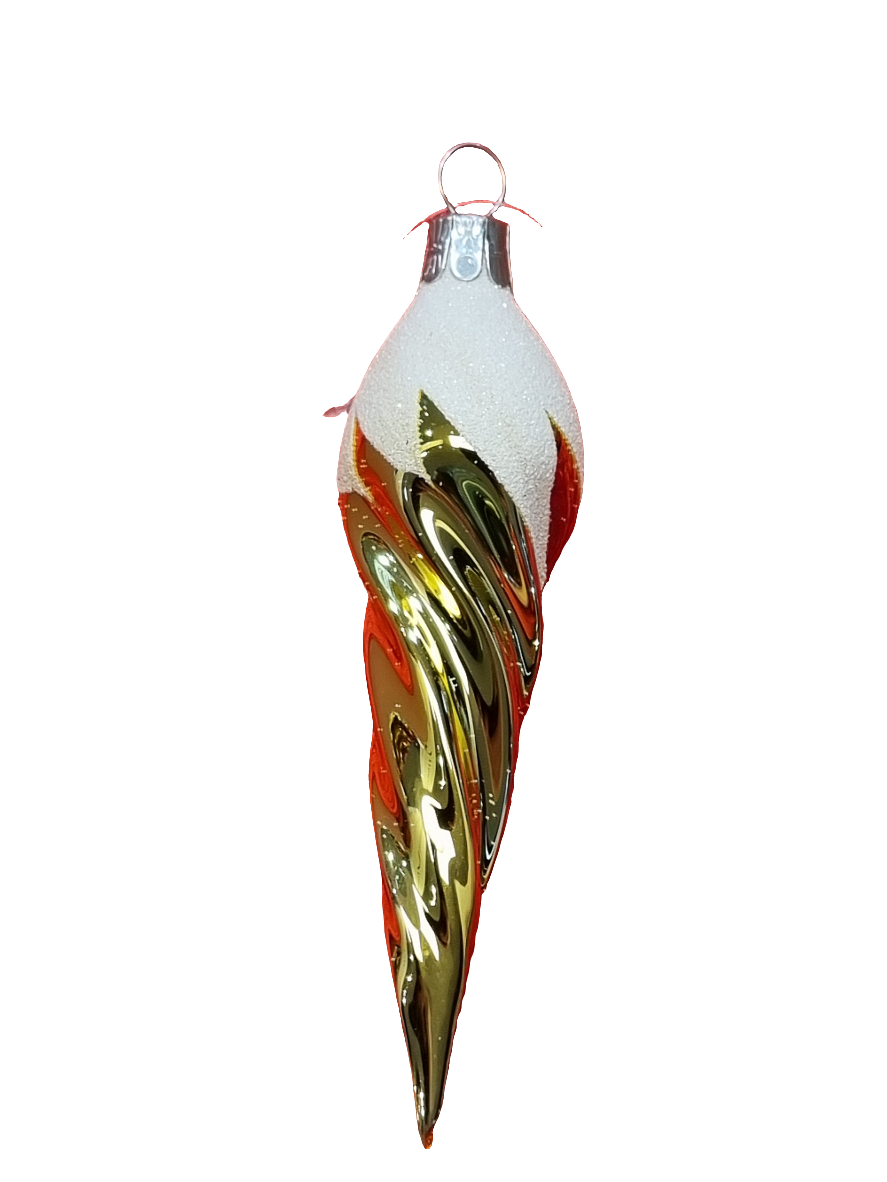European Glass Christmas ornament of a Icicle | Colourful Frosted (E)