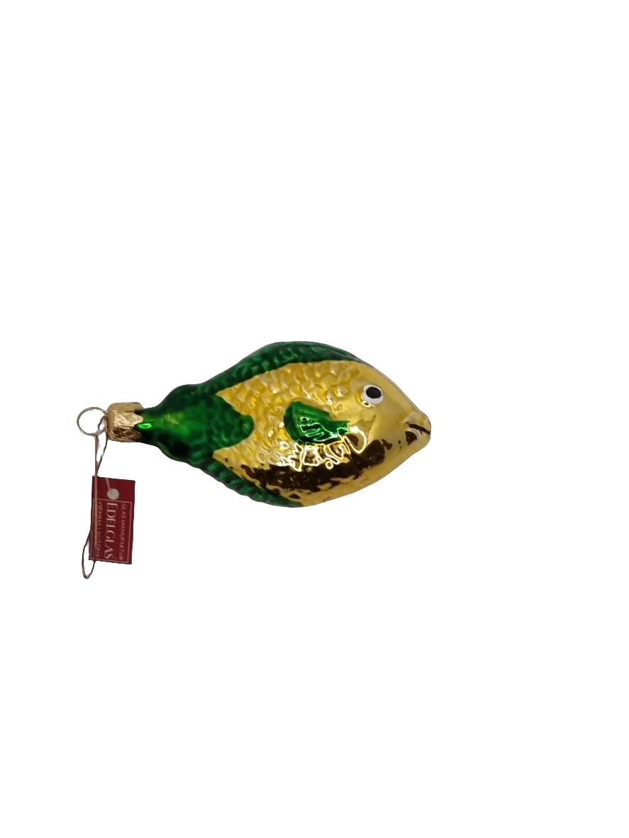 European Glass Christmas ornament of a Fish | Small with Coloured Tail & Fin (C)