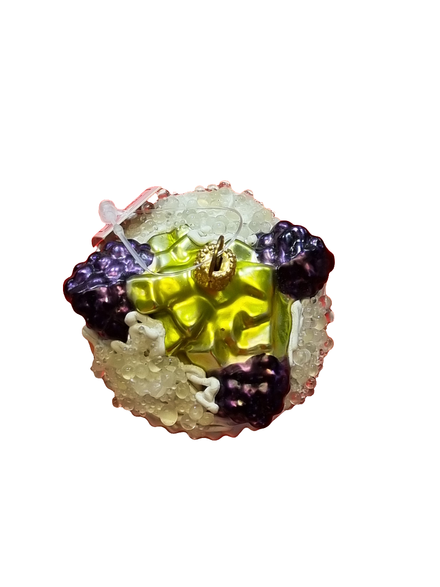 European Glass Christmas ornament of a Cream Cupcake with Berries (H)