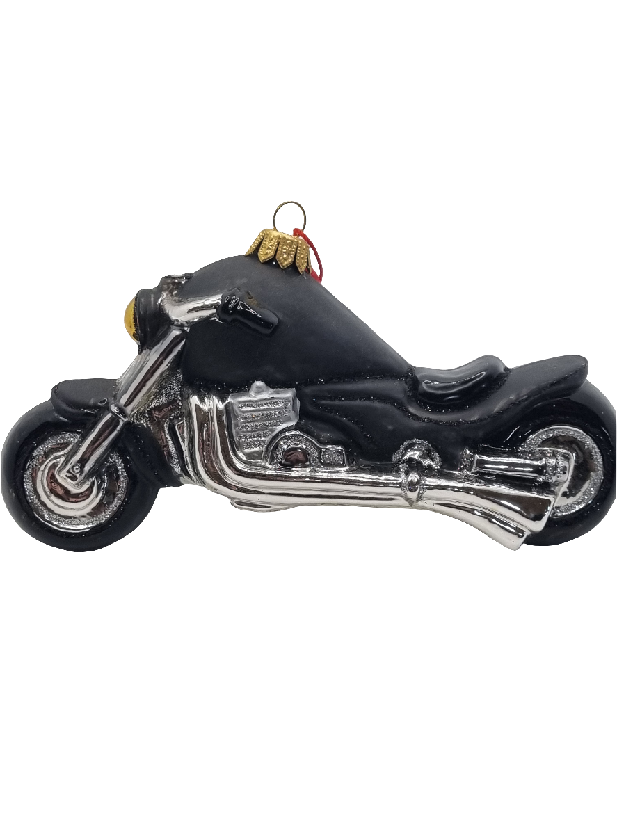 European Glass Christmas ornament of a Motorbike (V)