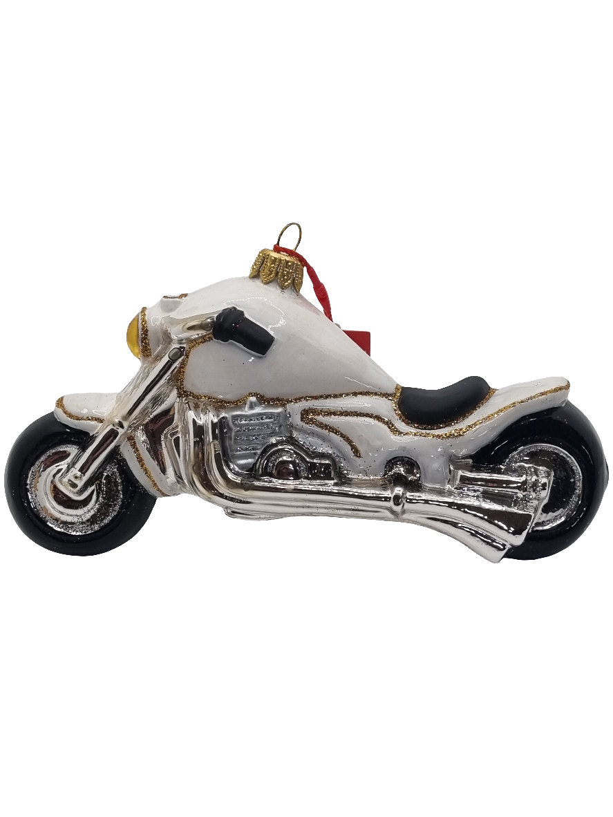 European Glass Christmas ornament of a Motorbike (V)