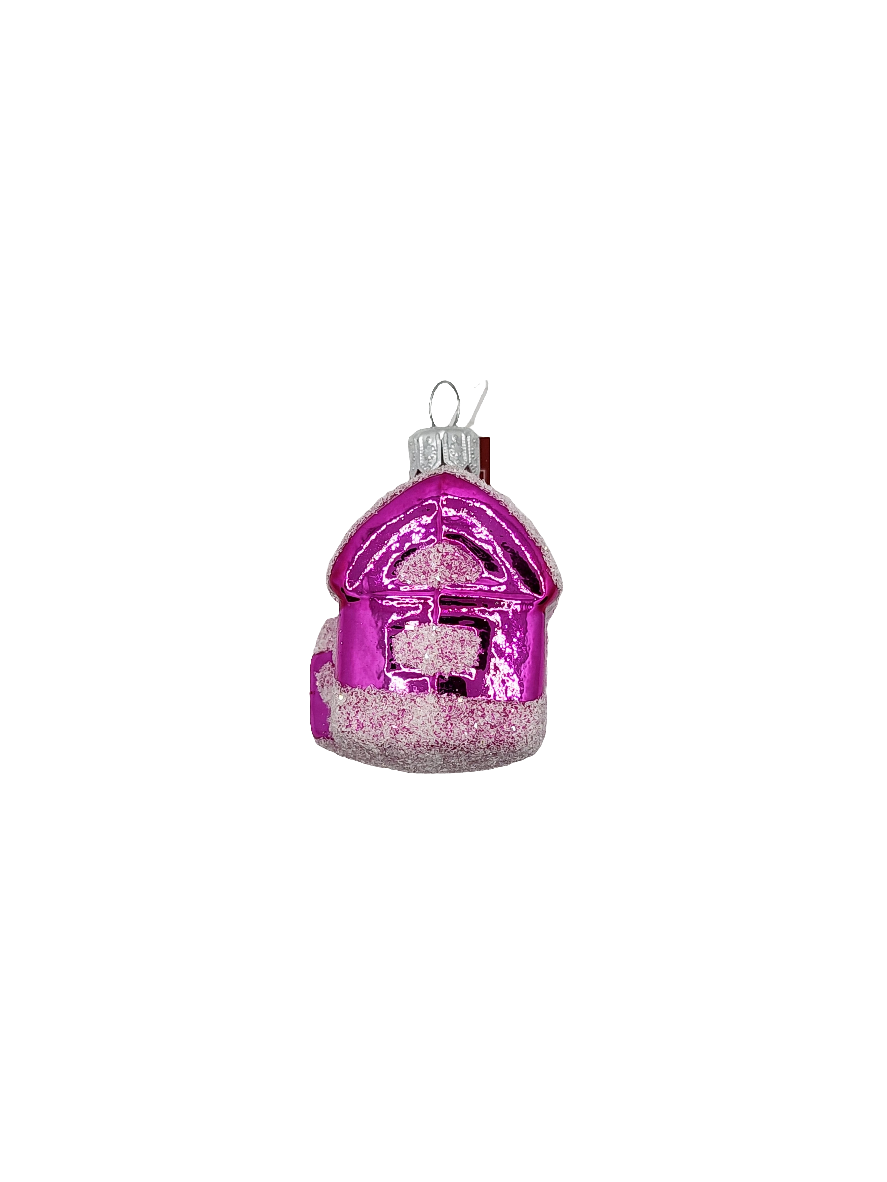 European Glass Christmas ornament of a House | Snowy Roof Assorted Colours (H)