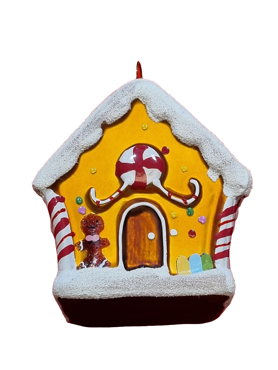 European Glass Christmas ornament of a House | Candy Gingerbread House (K)