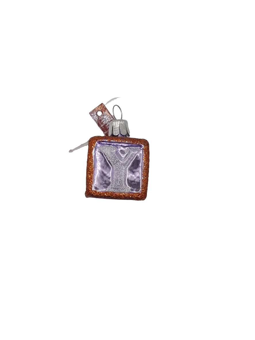 European Glass Christmas ornament of a Letter Block | Square (E)