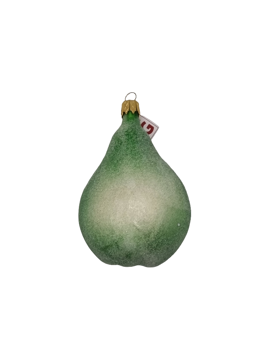 European Glass Christmas ornament of a Pear half frosted (I)