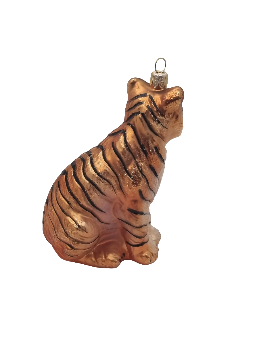 European Glass Christmas ornament of a Tiger (V)
