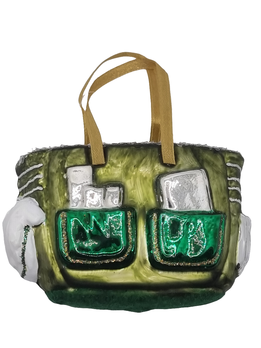 European Glass Christmas ornament of a Garden Tool Bag (U)