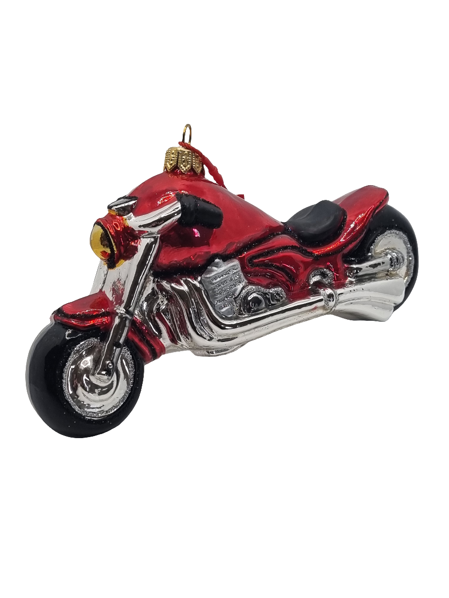 European Glass Christmas ornament of a Motorbike (V)