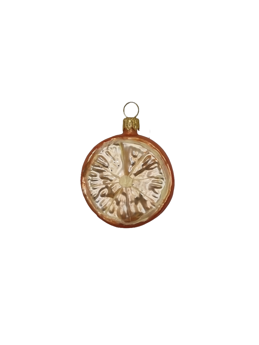 European Glass Christmas ornament of a Orange slice (G)