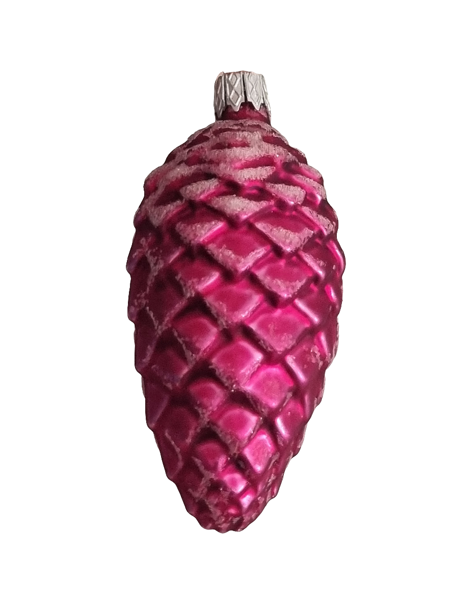 European Glass Christmas ornament of a Pinecone | Colourful with Snow (F)