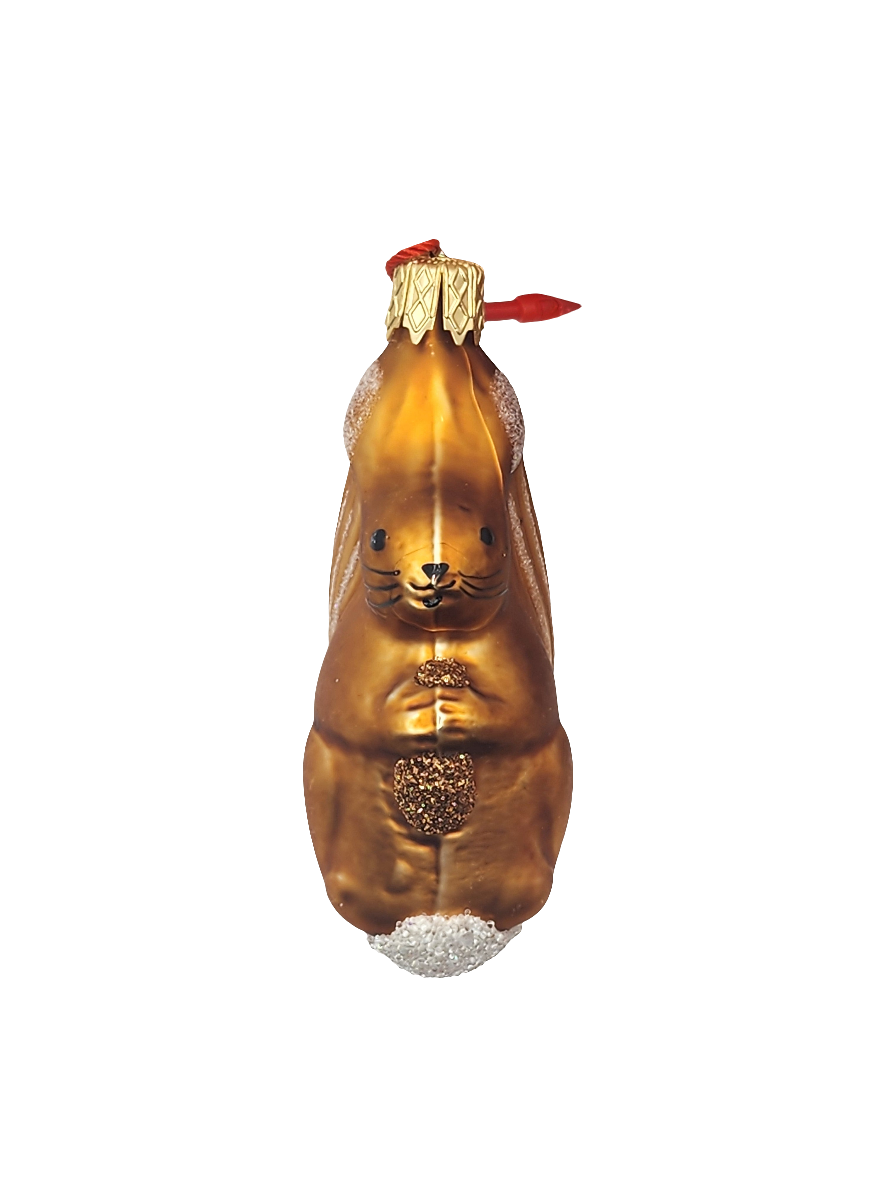 European Glass Christmas ornament of a Squirrel Sparkly Tail (G)