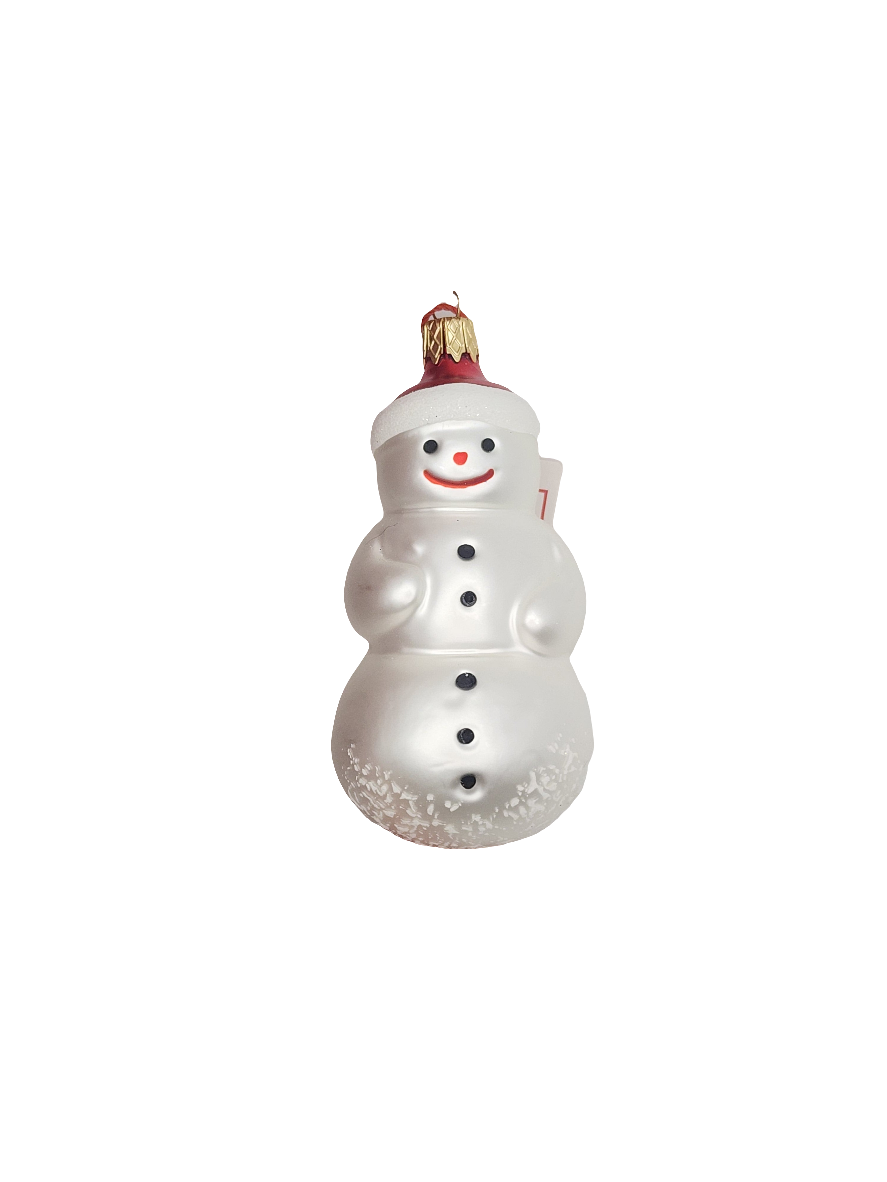 European Glass Christmas ornament of a Snowman with Hat (S)