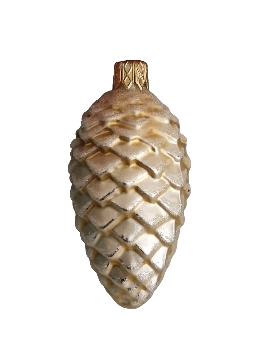 European Glass Christmas ornament of a Pinecone | Colourful with Snow (F)