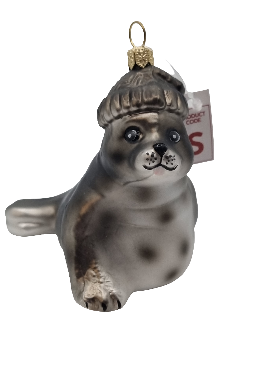 European Glass Christmas ornament of a Seal Hat (S)