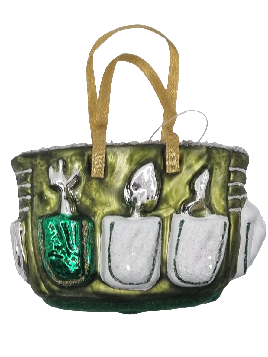 European Glass Christmas ornament of a Garden Tool Bag (U)
