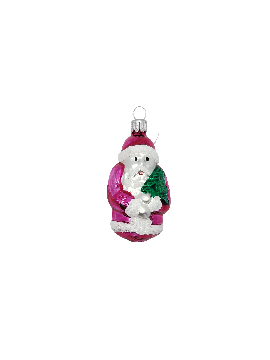 European Glass Christmas ornament of a Santa with Tree (I)