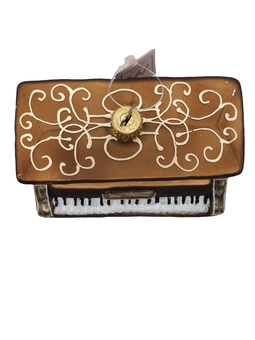 European Glass Christmas ornament of a Piano upright (W)
