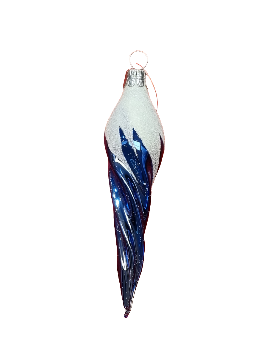 European Glass Christmas ornament of a Icicle | Colourful Frosted (E)