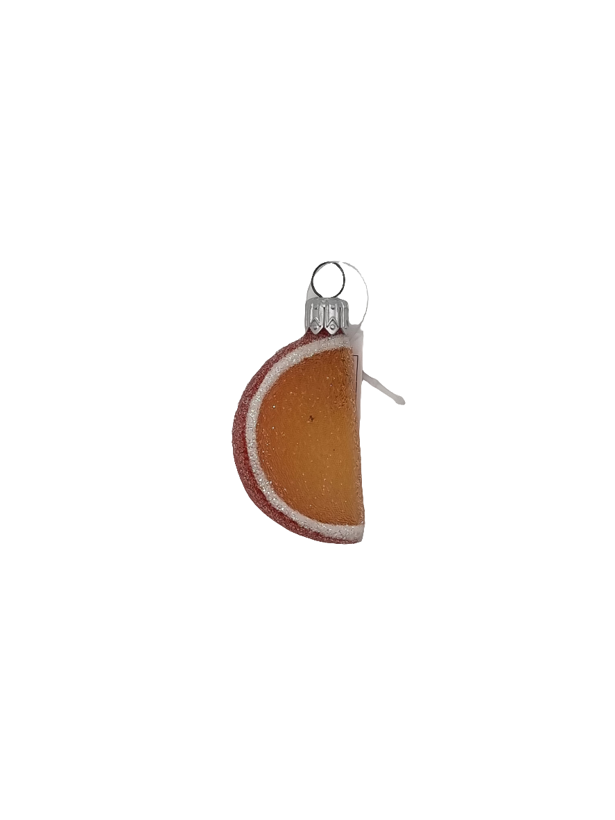 European Glass Christmas ornament of a Orange wedge frosted (B)