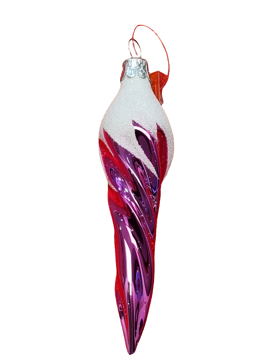 European Glass Christmas ornament of a Icicle | Colourful Frosted (E)