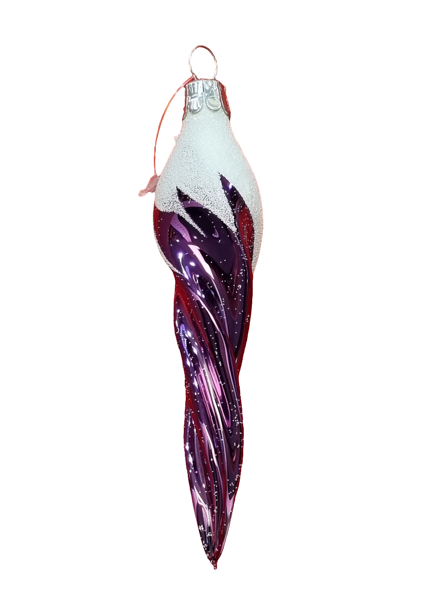 European Glass Christmas ornament of a Icicle | Colourful Frosted (E)