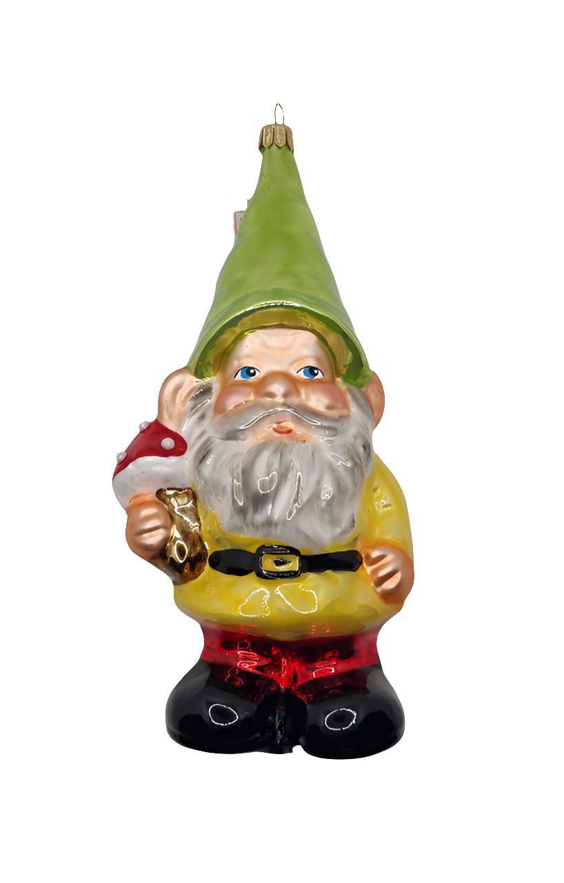 European Glass Christmas ornament of a Gnome (W)