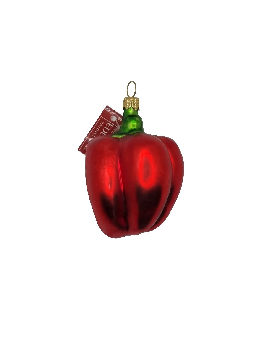 European Glass Christmas ornament of a Capsicum half red (J)