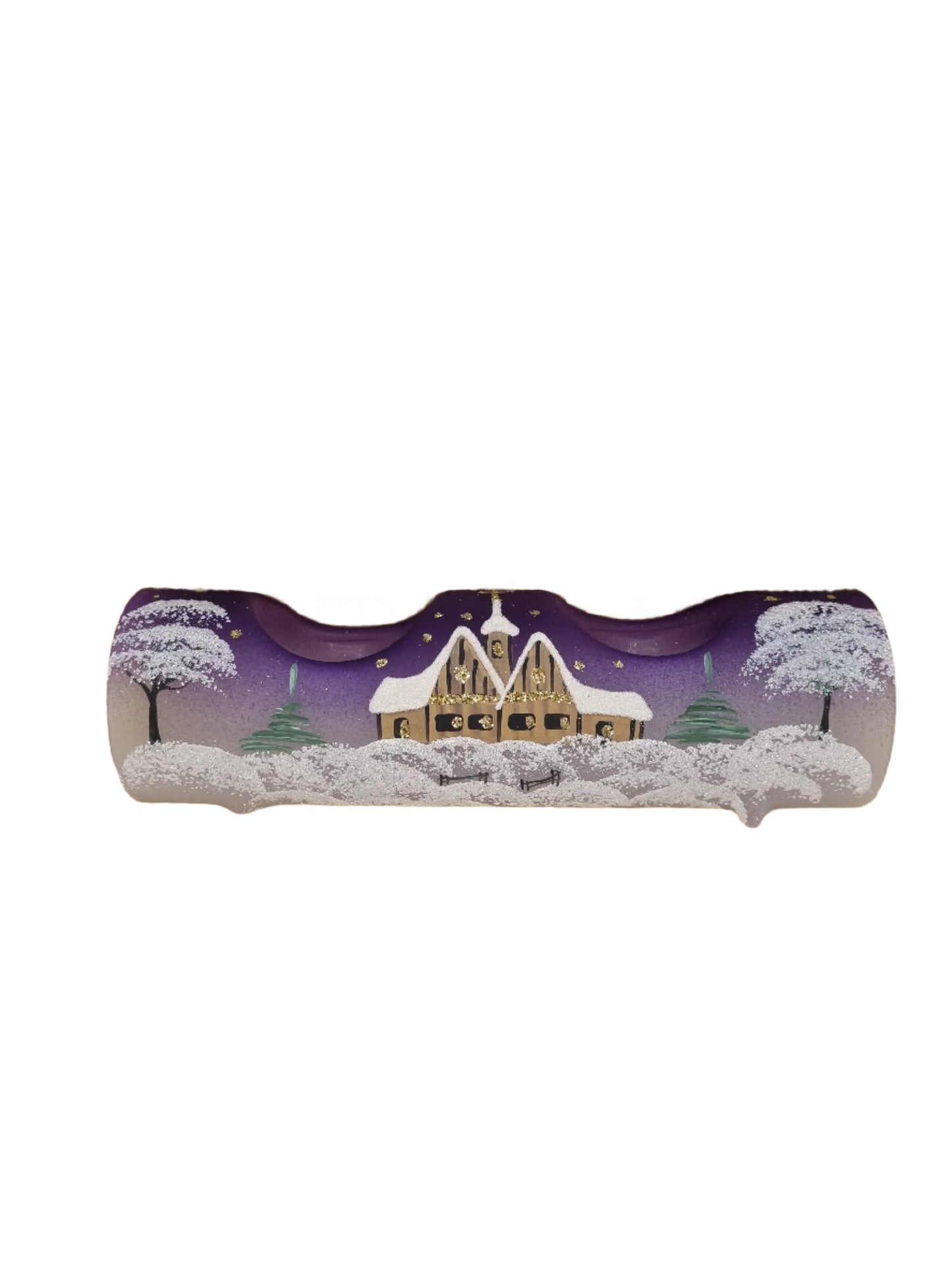 European Glass Christmas ornament of a Glass Double Candle Holder