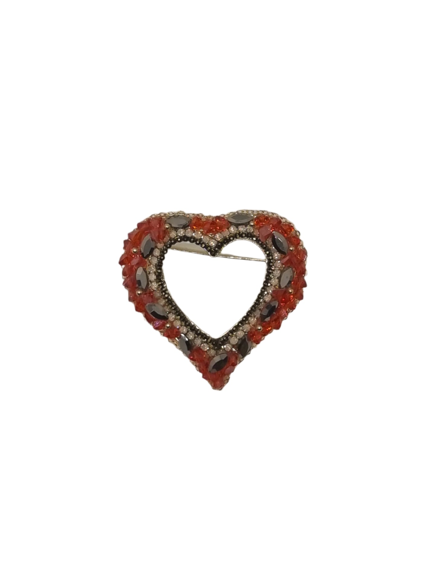 European Glass Christmas ornament of a Orange Heart | Brooch III