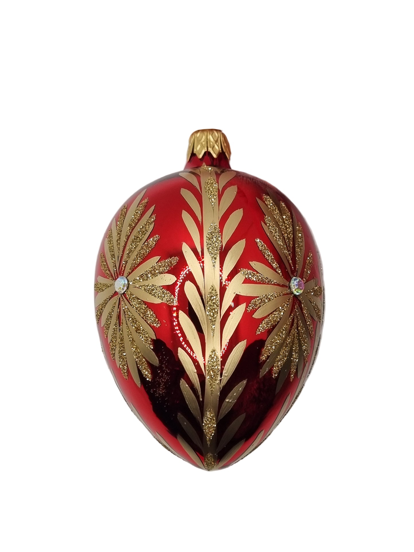 European Glass Christmas ornament of a Red Glass Eggs | Faberge Style (P)